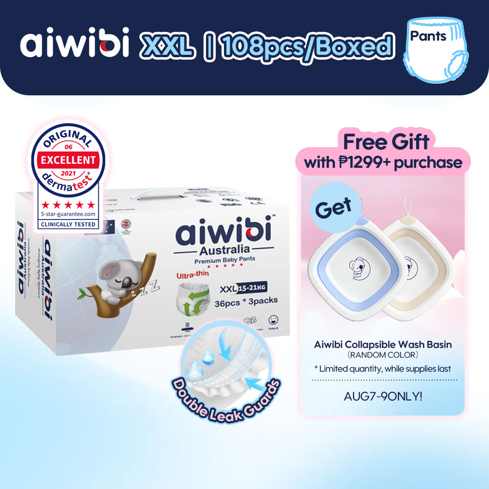 Aiwbii Light Feather Breathable Diaper Pants XXL 108-Pack (15-21kg) Ultra-Thin & Super Absorbent 36 pcs x 3 Packs