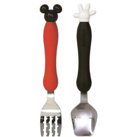 THE BABY DIARY Fiber Mickey Dinnerware Household Baby Eating Anti-fall Curved Fork And Spoon Set