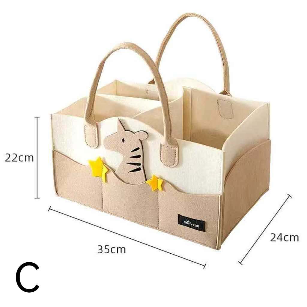 OKEY SHOP Felt Handbag Baby Travel Mommy Bag Caddy Organizer Bags Large Capacity Mother Baby Diaper Bag Cute