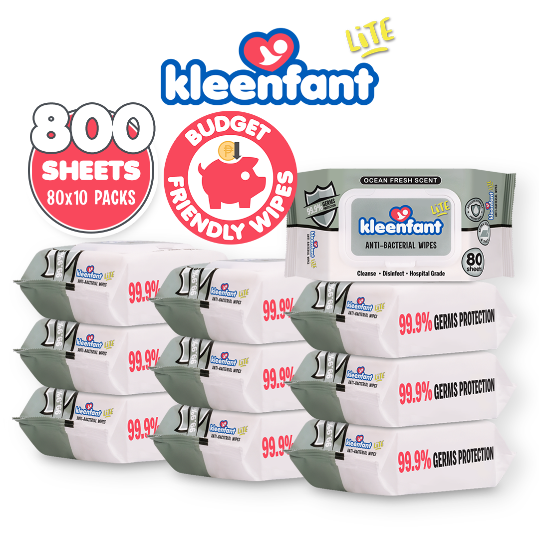 Kleenfant Lite Antibacterial Disinfectant Cleansing Wipes 80 Tender sheets 10 Packs Antibac Wipes
