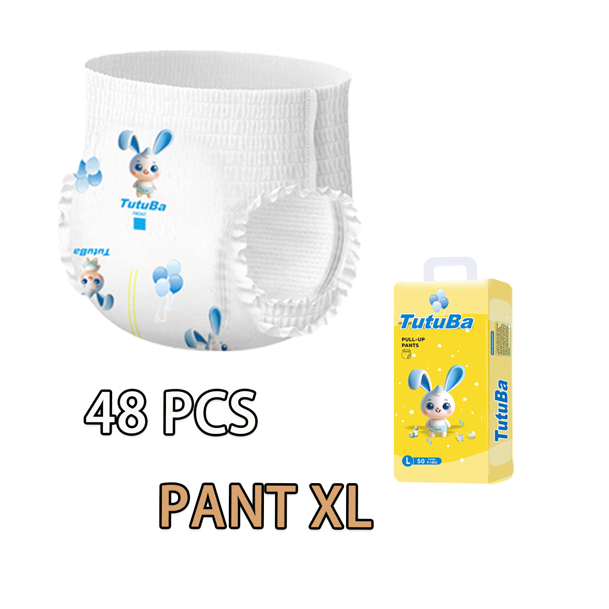 TUTUBA 48pcs Baby Diaper Pull-ups Pants XL Extra Large Disposable Diapers