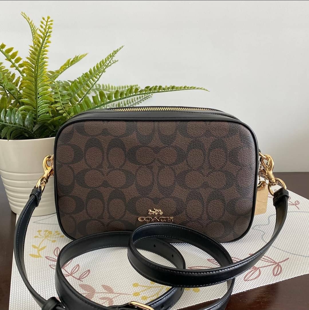 Original Coach F68168 Jes Signature Coated Canvas with Black Smooth