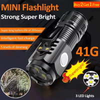 Buy 1 Get 1 Free HP-01 Rechargeable LED flashlight for camping waterproof compact drop-proof small 5 modes COD