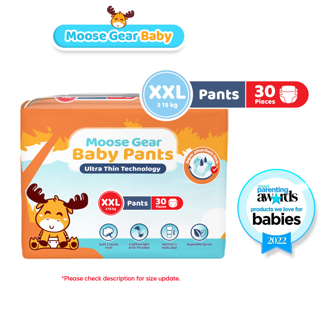 Moose Gear Baby Pants Diaper 30pcs Hypoallergenic Super Absorbent No Leaks Extra soft & lightweight