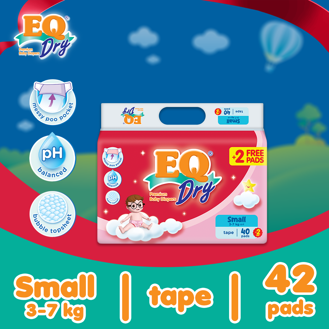 EQ Dry Small (3-7 kg) - 40 pcs x 1 pack (40 pcs) - Tape Diapers