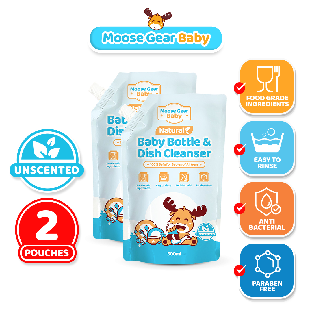 Moose Gear Baby Bottle Cleanser 500ml 2PACKS (Unscented) Antibacterial Resealable Leak Proof Cap