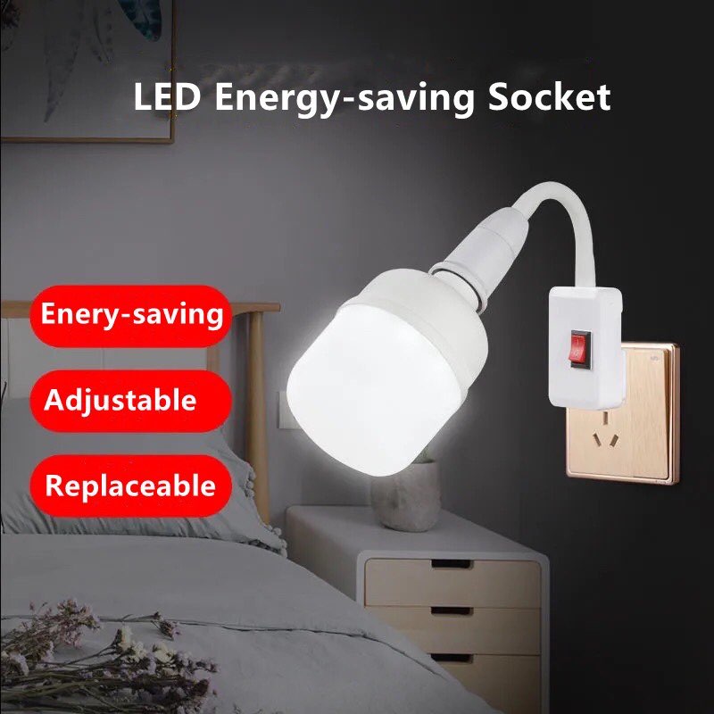 LED Plug-In Night Light Energy Saving Bedside Wall Lamp With Swtich (NO BULB)