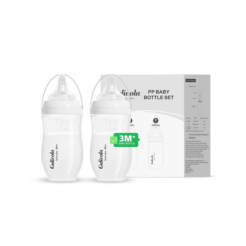 Gulicola 2pcs PP Anti-colic Baby bottle for newborn3 months+(240ml/8oz)