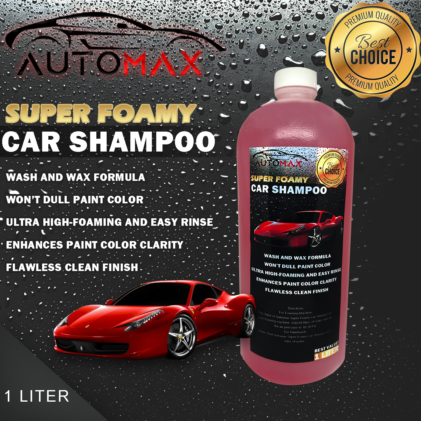 15 Liters Automax Super Foamy Car Shampoo with Wax. Wash and wax