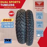 SET R17/R19 D605 DUAL SPORTS MOTORCYCLE TIRE FOR XR150L XTZ150 -  DIAMOND TIRE 110/90-17 & 90/90-19