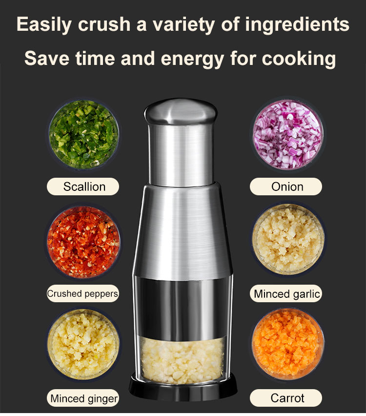 Gambar ?COD?3s fast food chopper Manual Hand Press Kitchen Garlic Onion Vegetable Processor Chopper Cutter Dicer