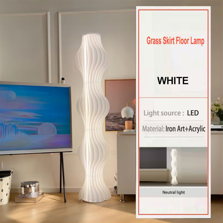 Modern Nordic style floor lamp LED bedside lamp vertical simple corner standing lamp reading lamp bedroom living room bedside table lamp (with bulb)