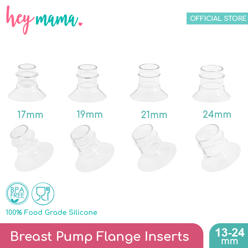 Hey Mama Clear Silicone Flange Inserts 15/17/19/21/24mm for Wearable Breast Pump Handsfree Cup