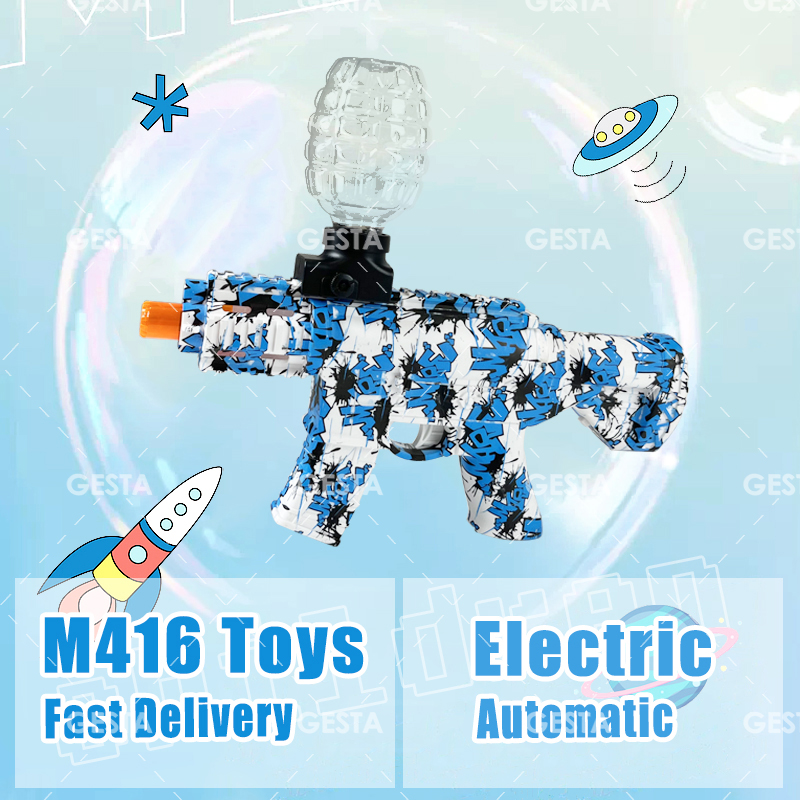 M416 Gel Ball Blaster Paintball Electric Orbeez Mainan dengan Cermin Mata untuk Kanak-kanak/Dewasa Hadiah Boleh Dicas Semula Elektrik Automatik