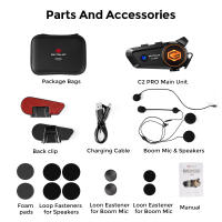GEARELEC C2 Motorcycle Helmet Intercom Headset 50M Range For 2 Riders For Listen to music alone during intercom