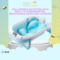 Babybee Collapsible Baby Bathtub Infant Shower Basin Portable Toddler Washing Tub With Drain and Support for Baby Toddler With Built in Thermometer