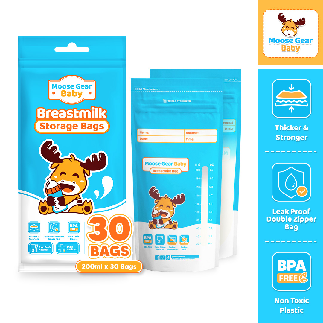 Moose Gear Baby Breastmilk Storage Bag 200ml 30pcs (1BAG) Leak Proof Double Zip Lock bag