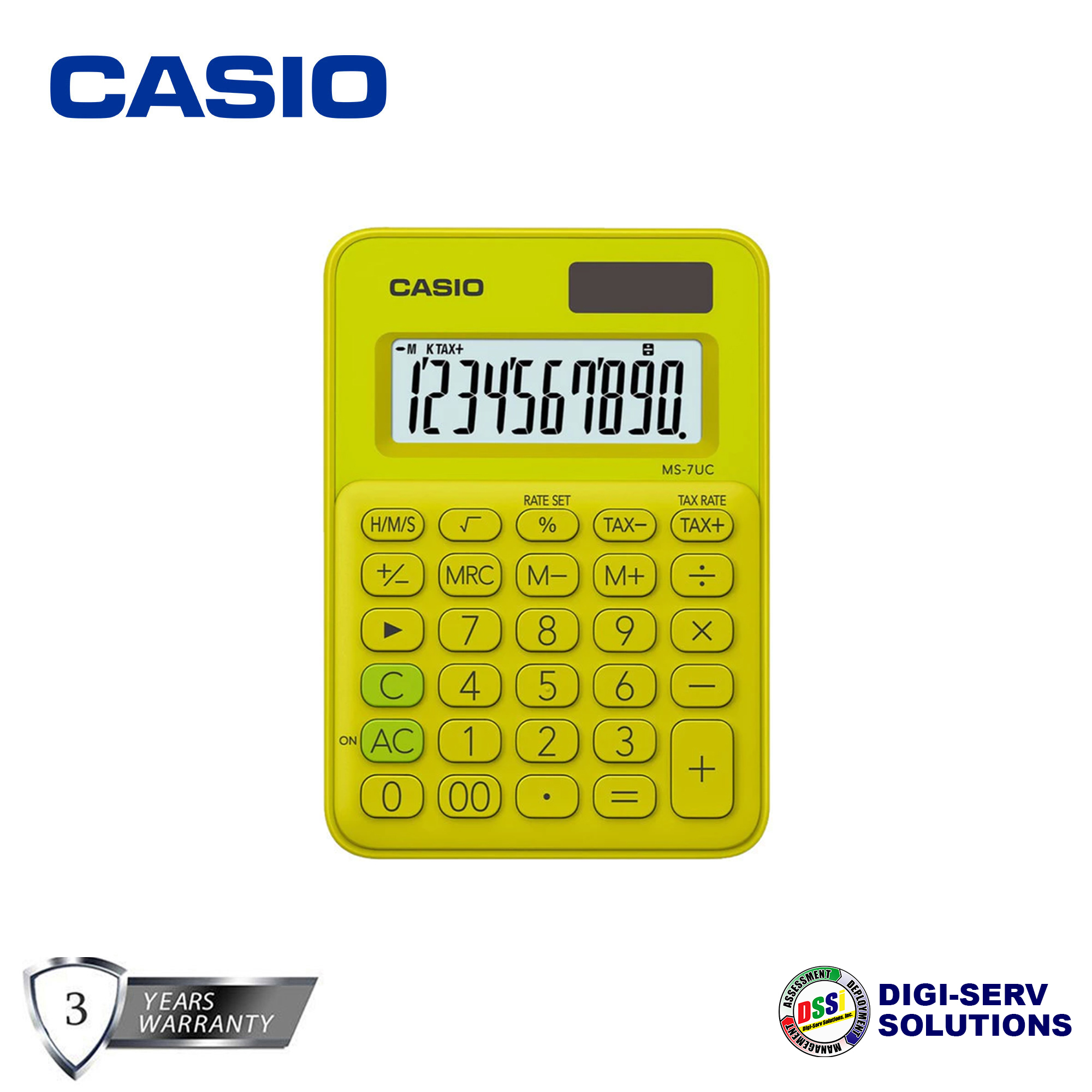 Casio MS-7UC-YG (Yellow Green) Mini Desk Type Calculator