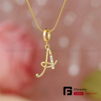GF&Co 18K Gold Cubic Zirconia Letter Pendant Necklace Alphabet Accessories 787n
