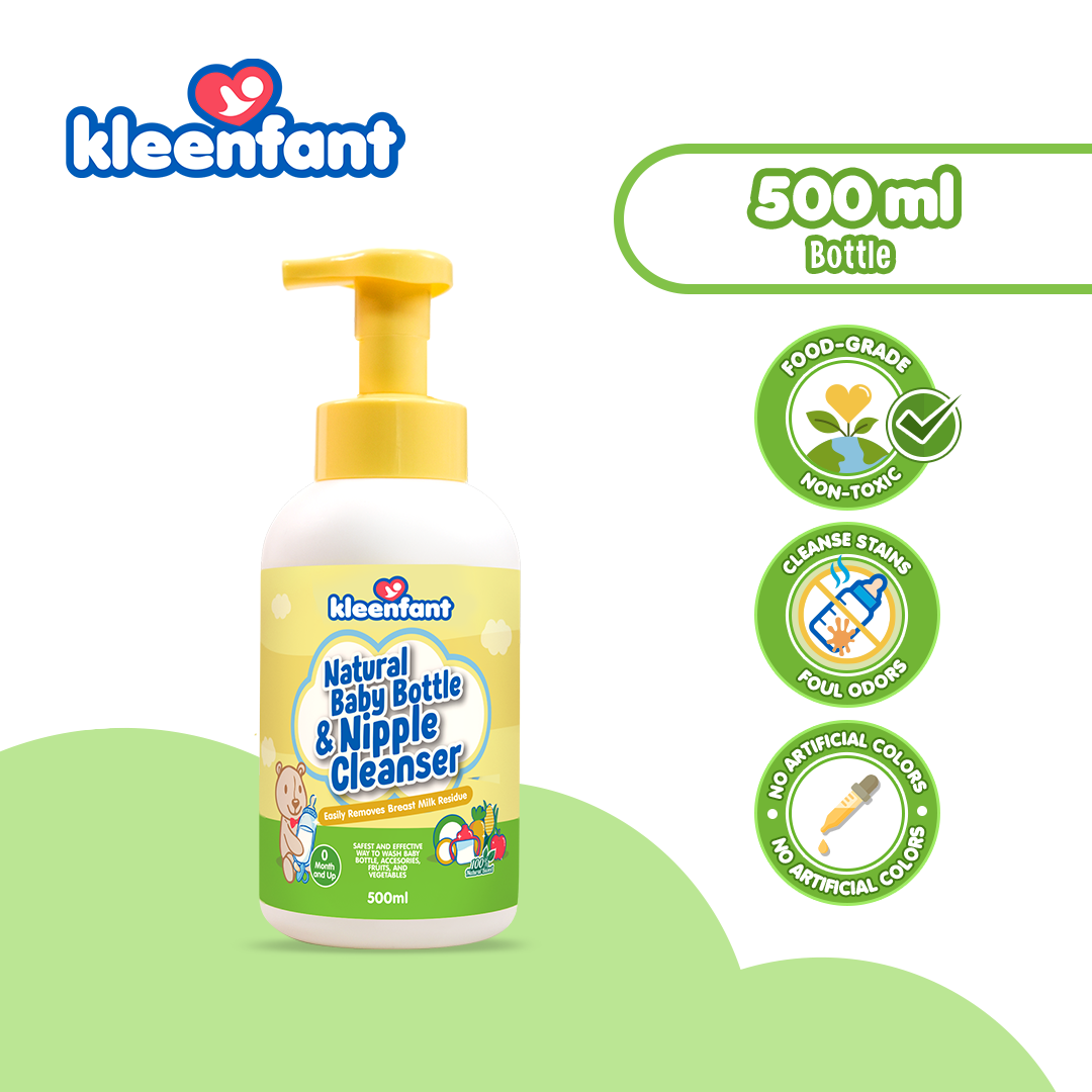 Kleenfant Natural Baby Bottle & Nipple Cleanser 500ml Bottle Pump Pack of 6 Feeding Bottle Cleaner