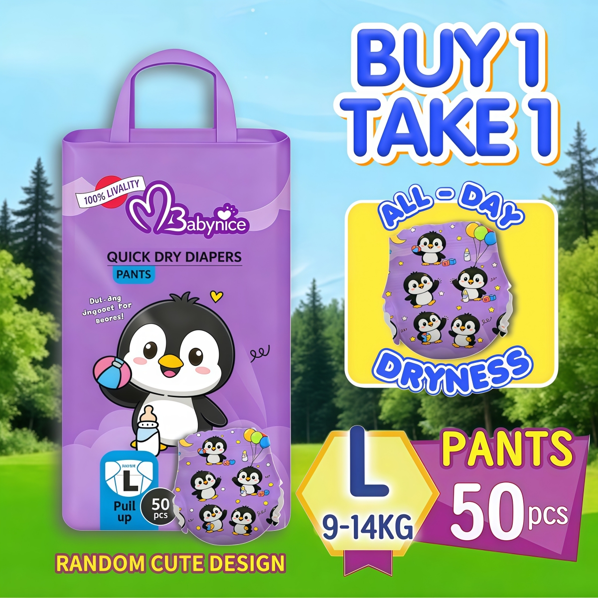 100pcs Korean Diaper Pants 50pcs Breathable Pull-up Unisex Skin-Friendly M-5XL Size Soft Diaperrs