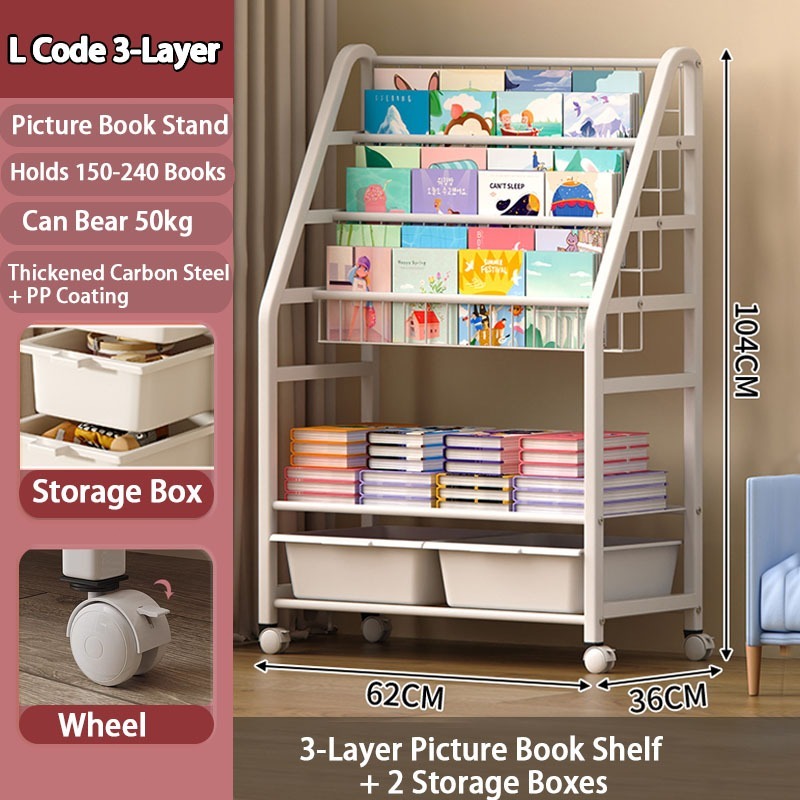 Playpark Kids Bookshelf Toy Organizer Storage Rack Book Shelf for Kids Book Shelf Organizer Shelves Multifunctional Bookcase