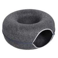 SKISOPGO 4Colors Cats Tunnel Interactive Play Toy Round Donut Felt Four Seasons Available Cat Nest Cat Bed Dual Use Indoor Kitten Training Toy