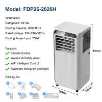 KANAZAWA portable air conditioner 1.0HP LED screen with remote 【free air conditioning tube set】