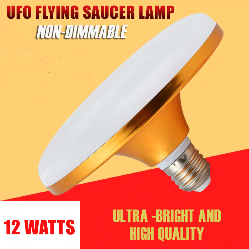 10 years lifespan 65W-12W COD whosale price AC220V Led ceiling light indoor E27/B22 base Aluminum with PC cover flying saucer UFO flat led bulb for home High power western style flat lamp for church/home/house/office