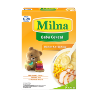 Milna Baby Cereal Chicken and Corn Soup with DHA Omega 3 6 High in Iron Calcium 15 Vitamins Minerals for 8-24 Months