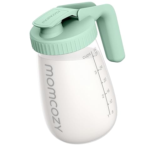 Original Momcozy Breast Milk Pitcher Resistant to Heat and Cold Abrupt Temp Swings No Leak Glass Breast Milk Fridge Storage Container with Wide Mouth Fast Baby Formula Maker