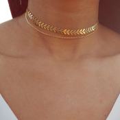 Boho Vintage Gold Chain Choker Necklace by 