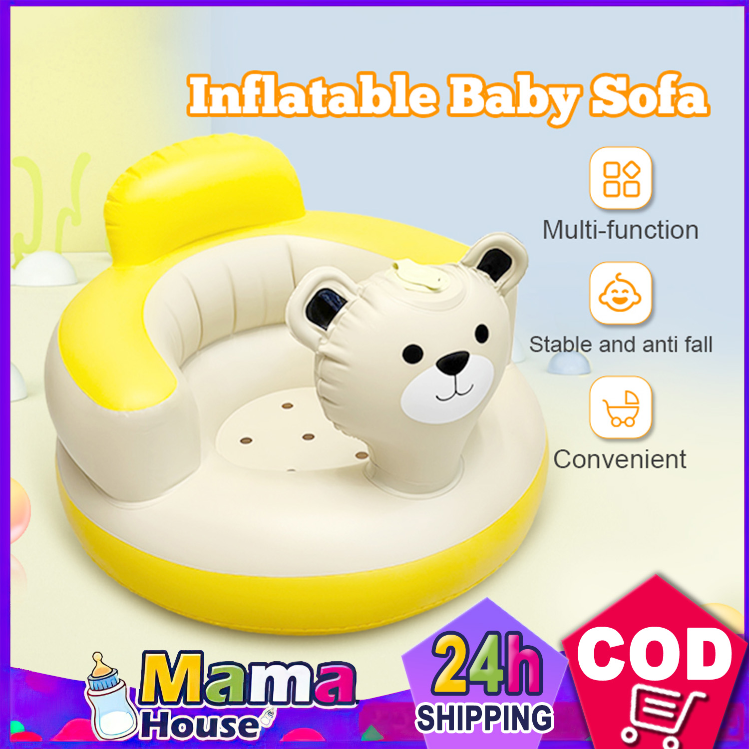 Inflatable Baby Sofa Inflatable Baby Sofa Chair with Foam Kids Learn to Sit Chair Soft Seat PVC Foldable Portable Inflatable Sofa Dining Chair