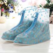 Polka dots Waterproof shoes rain boots shoe cover- Blue