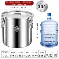 Food containers storage large capacity rice bucket insulation commercial stall outdoor 304 stainless steel metal