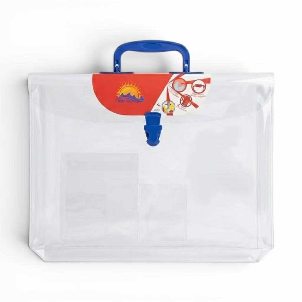 BIN LU Bag Envelope with Handle – Waterproof Plastic Envelope with Zipper. Cartoon Characters Clear Long Plastic Envelope With Handle Perfect for School Supplies Functions as File Organizer for Documents. Ideal for School & Office