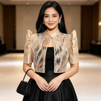Amyenjoylife Filipiniana Inspired Top Elegant Sheer Blouse With Intricate Embroidery And Cape Sleeves Blouses Women Semi Formal Filipiniana Blouse