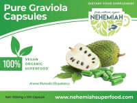 Graviola (Guyabano) CAPSULES 100s 100% Pure Organic Non-GMO Nehemiah Superfood Antioxidant Detoxifier Immunity Booster