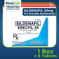 RX: ERECFIL-50 Sildenafil 50mg - 1 Box x 8 Tablets | for Erectile Dysfunction