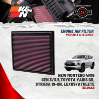 K&N AIR FILTER 33-2443 (15-ON MITSUBISHI 4N15 engine NEW Montero Triton/Strada  20-21 TOYOTA Yaris All Models)