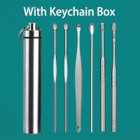 Earwax Removal Kit 6 PCS Ear Pick Set Ear Cleansing Tool Stainless Steel Ear Curette Ear Wax Remover Tool with Keychain Box
