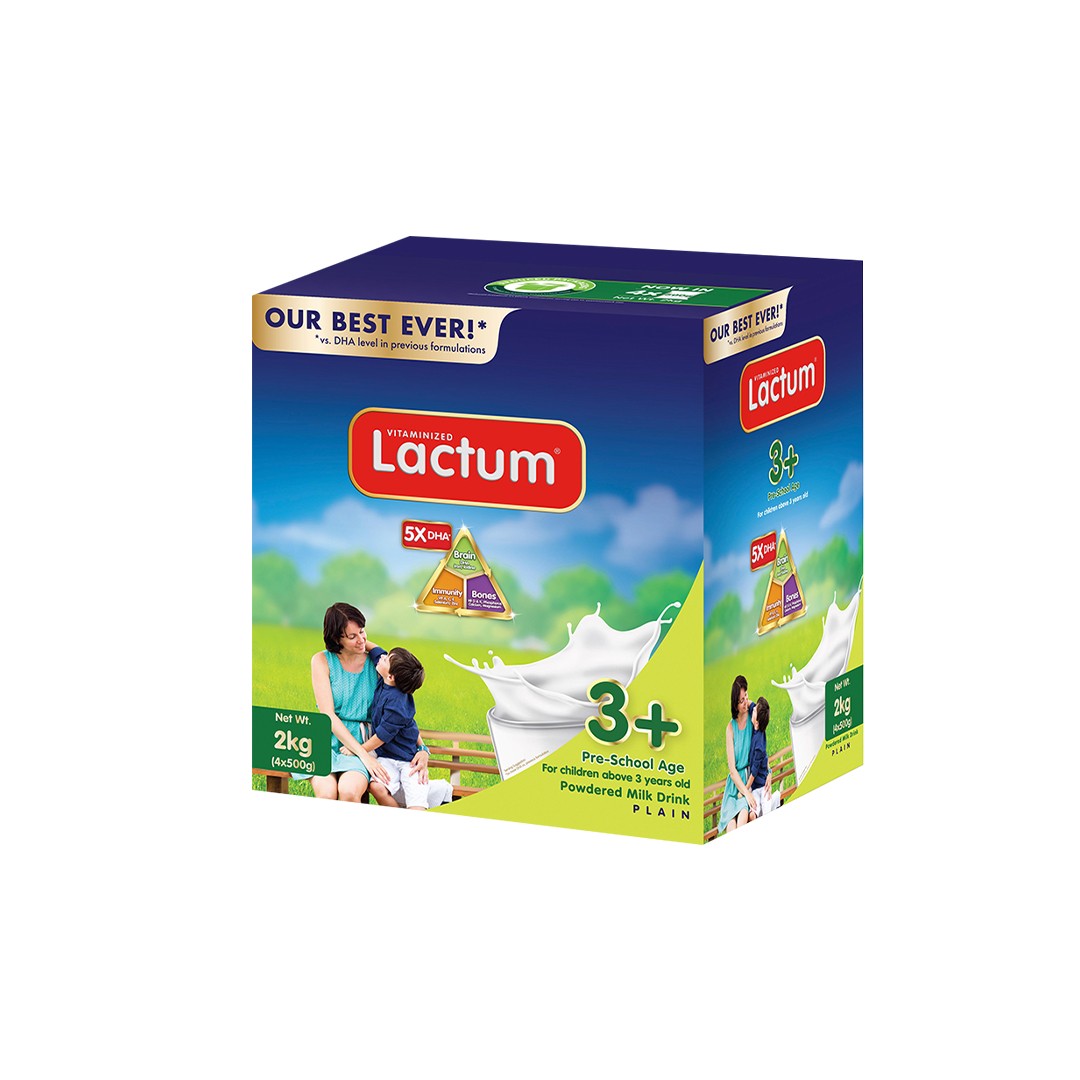 Lactum 3+ Plain 2kg Powdered Milk Drink for Children Above 3 Years Old