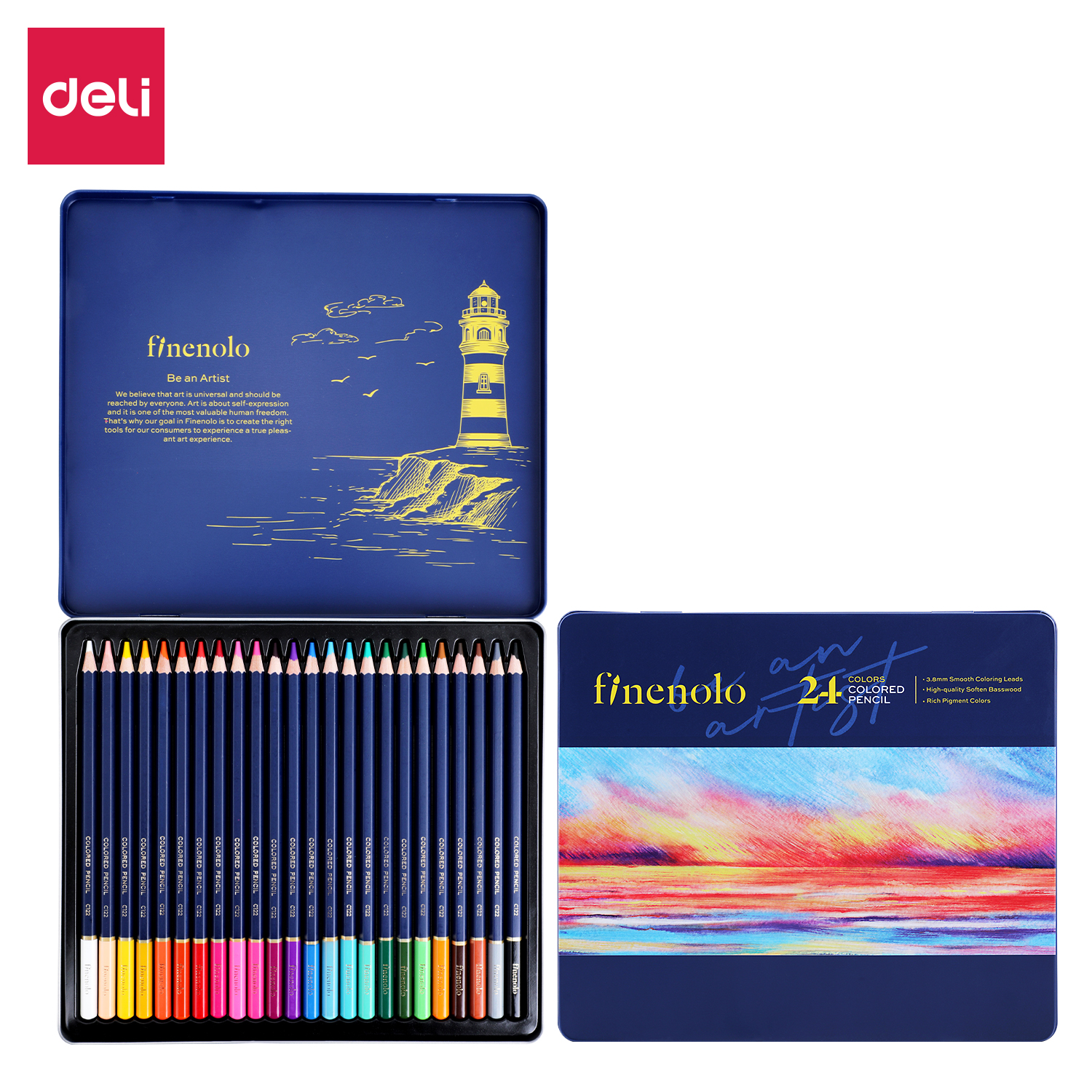 Deli 24/36/48 Colors Pencils Finenolo tin box (mixed) EC122