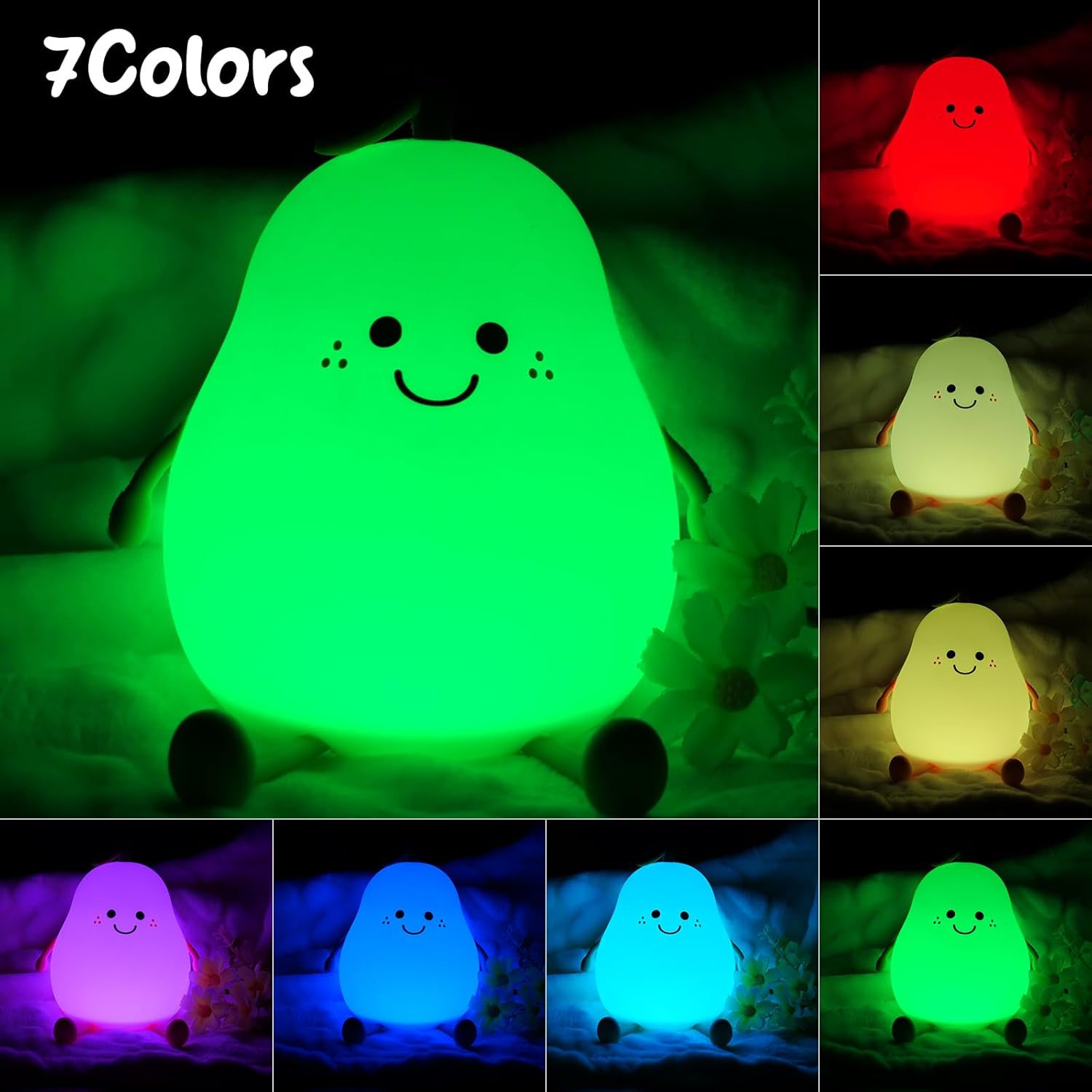 Goldstar Colorful Night Light Silicone USB Rechargeable Soft Touch Bedside Light For Kids Sleep Lamp