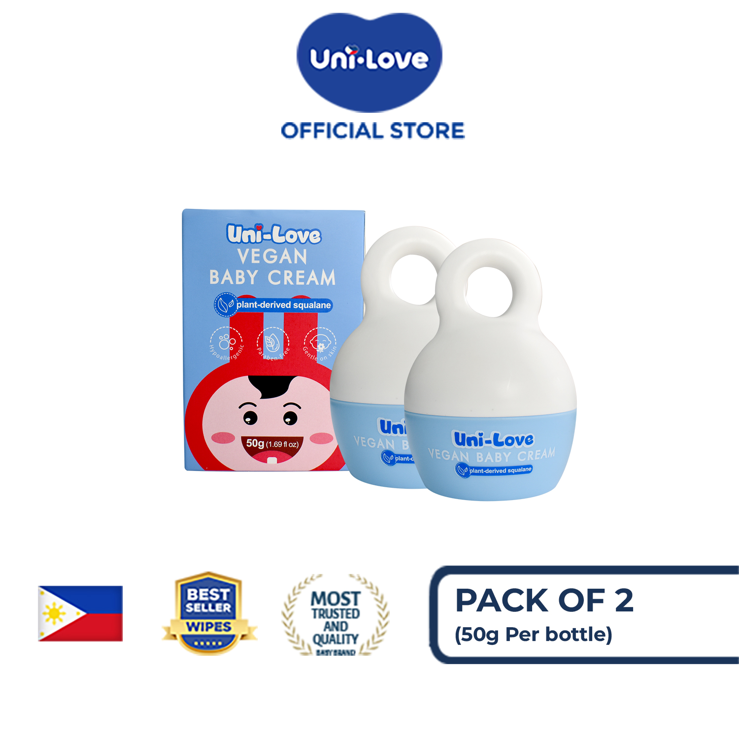 UniLove Vegan Baby Cream 50g Pack of 2