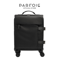PARFOIS Miles Nylon travel suitcase for women - black - 4 wheels - top handle - front zipper pocket - side straps - luggage for travel