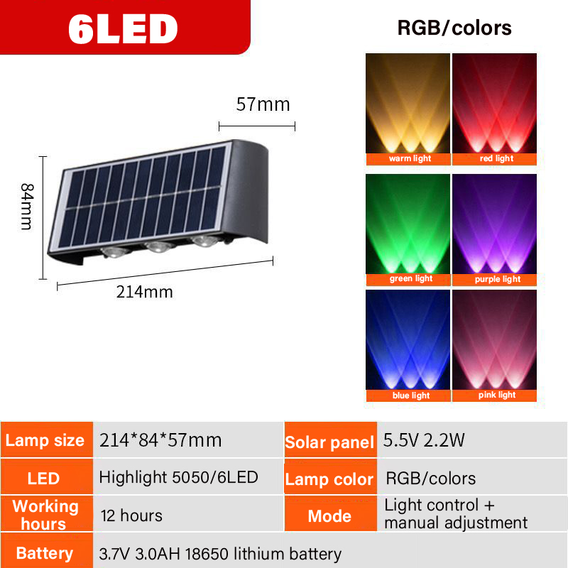 KUCHVZ christmas lights solar power Solar Outdoor Lights 6LED Solar Fence Lights Waterproof Dusk to Dawn Outdoor Lighting for Wall Deck Step Garden Warm White Light Solar Wall Lights
