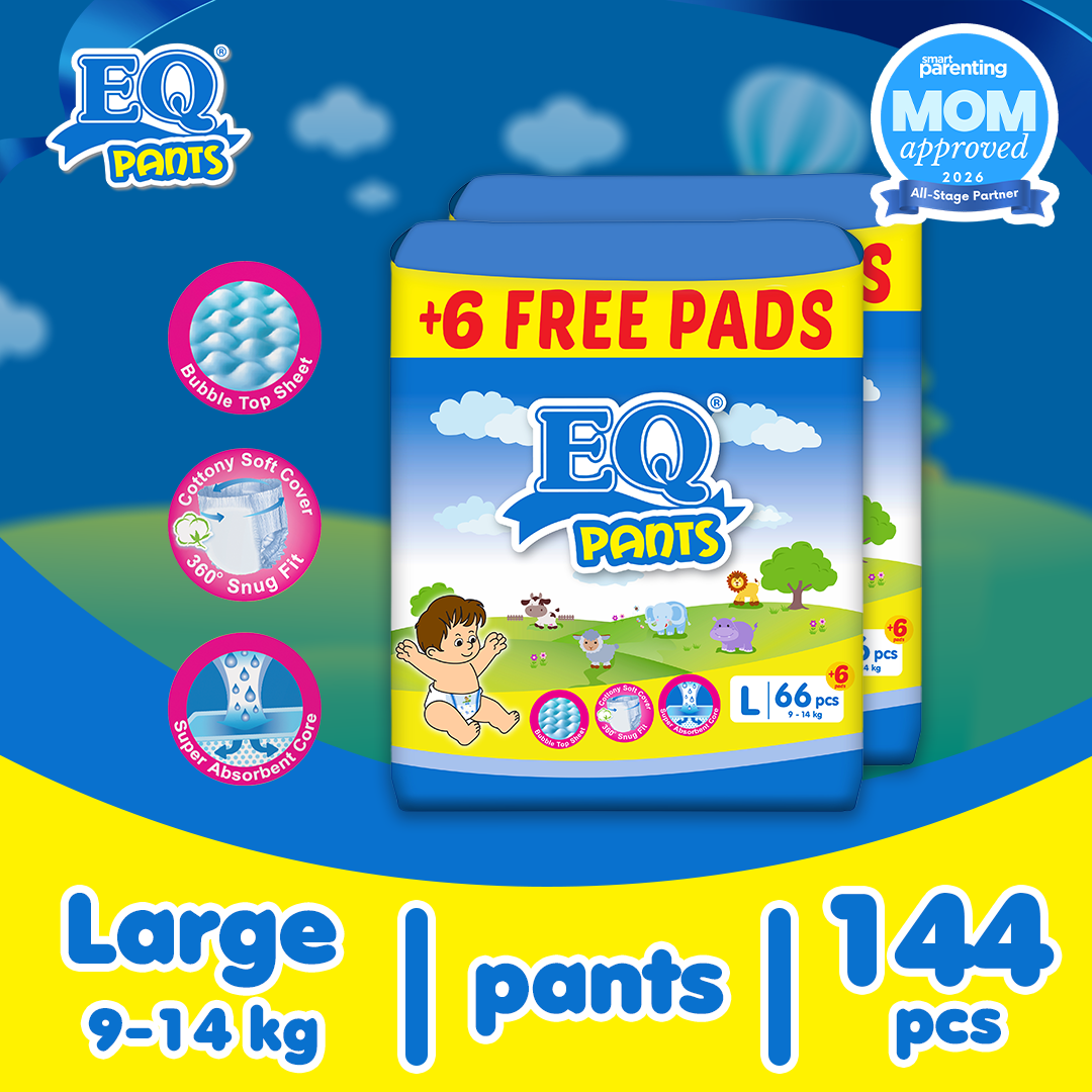 EQ Pants Mega Pack Large (9-14 kg) - 66 pcs x 2 packs(132 pcs) - Diaper Pants