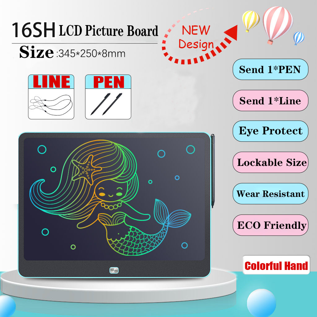 16 inch Colorful Word Smart Lcd Writing Tablet Graphics Tablet Electronics Drawing Tablet Erasable Drawing Board Digital Drawing Tablet Handwriting Pad pop writing board For Children Home Toy Festival Gifts for kids