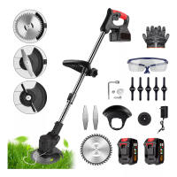 Cordless Lawn Mower 48V/24V/12V Rechargeable Lithium Battery Electric Mower Brush Cutter Adjustable Weed Multifunction Home Garden Trimmer Tool